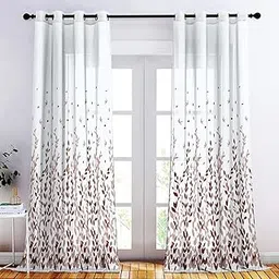 Casableu Dalyan Sheer Curtains 7 Feet Long Set of 2 for Door, Digital Printed Curtains with Eyelets, Semi Sheer Curtains for Living Room, Tieback Included (Maroon_7 feet)-image-21