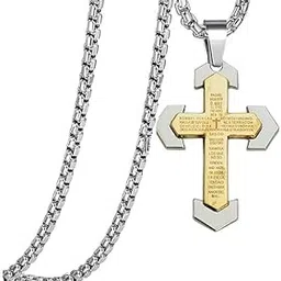 m men style Religious Lord Jesus Christ Cross Bible Prayer Stainless Steel Inspirational Christian Jewelry Meaningful Religious Gift for Boys-picture-33