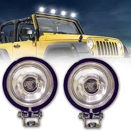 AUTOFASTERS 80mm 55W Off-road Lights 2PCS Round Offroad Halogen Hunter Light Spot Hunter Lights with Lights Fit for Jeep Vehicle Truck SVU Motorcycle UTV (White Beam)-image-1