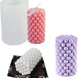 Husaini Mart 3D Medium Bubble Pillar Silicone Candle Mould Every Day Handmade Aromatherapy DIY Cake Silicone Pouring Forms Mould for Scented Candle Making Set (Pack of 1)-image-13