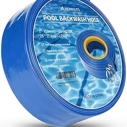 HOMNUTS Pool Backwash Hose 2 IN x 25 FT Blue Pool Pipes with Two Stainless Steel Clamps for Swimming Pool, Garden, Water Transfer-picture-48