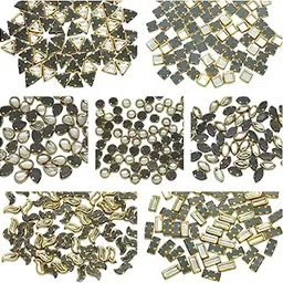RAM Enterprises Kundan Beads Stone for Art & Craft, Jewellery Making, Bangles, Embroidery & DIY Works (7 Shapes) (White Combo) image 1