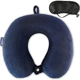 Neck Pillow for Travel - Memory Foam, Comfortable & Breathable Soft U Shaped Pillows Neck & Head Support Relieve Fatigue, Portable U Pillows for Air Travel, Machine Washable (Navy Blue)-image-0