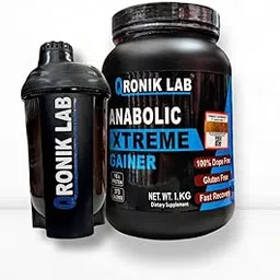 QRONIK LAB Anabolic Xtreme Gainer – High Calorie Mass Gainer with Whey Protein, Creatine | 30 Servings | Chocolate, 1 kg| Gainer for Muscle Growth | 16g Protein per 100g | FSSAI Approved-picture-25