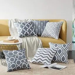 AEROHAVEN Set of 6 Satin Abstract Designer Decorative Throw Pillow/Cushion Covers - (Grey, 18 x 18 Inch)-picture-11