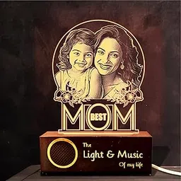 ZOCI VOCI Acrylic Mother's Day Gifts - Customised Gift for Mom - Personalized Engraved Lamps, Unique & Creative Gifting Ideas for Mummy. (Best Mom, Warm Light + BT Speaker), Led image 1