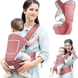 DTR Creation 4-in-1 Baby Carrier with Hip Seat | Ergonomic Infant to Toddler Carrier for 0-36 Months | Adjustable Sling for Newborn | Front & Back Carry Baby Holder with Lumbar Support (Pink)-image-57
