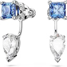 swarovski Mesmera Earring Jackets, Mixed Cuts, Detachable, Blue, Rhodium Plated For Women-picture-18