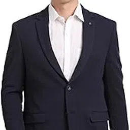 turtle Men Knitted Self Design Navy Blue Blazer||Men's Blazer-picture-14