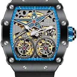 giordano Luxury Automatic Watch for Men – Mechanical Skeleton Dial, Dual Gear Display,Silicon Strap-picture-35