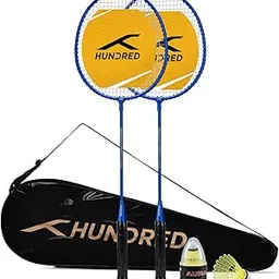 Hundred Powertek Star (2 Strung Rackets with 1 Full Cover) with 2pc Nylon Shuttlecocks (Blue)-image-40