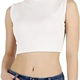 popwings Casual Solid Sleeveless Crop Top for Women || Turtle Neck Summer Crop Top for Women || Crop Tops for Women Latest Fancy Crop Top for Women-picture-41