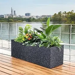 Amazon Brand - Umi Recta R (24X12.5) Inch Rectangle Pots for Planter & Flowers Big Size Gamla - Lightweight, Durable Outdoor & Indoor Planters, Perfect for Balcony & Terrace Gardens (Black) image 1