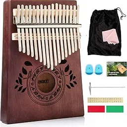 UNOKKI Kalimba 17 Keys Thumb Piano with Study Instruction and Tune Hammer, Portable Solid African Wood Finger Piano, Gift for Kids Adult Beginners (Chocolate Brown).-picture-29