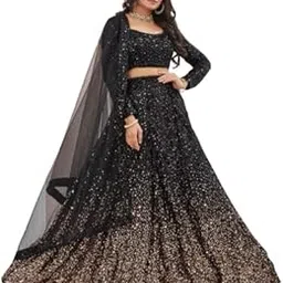 thapnath Sequin Lehenga Choli with Dupatta, Black Gradient Lehrngha set, Long Sleeve-picture-30