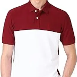 Men Maroon Print Polo Neck Polo T-Shirts-image-0