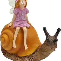 CALANDIS® Resin Figurine Crafts Gift Snail Flower Fairy Statue for Balcony Garden Yard | 1 Snail Flower Fairy Statue-picture-10