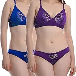 fims - fashion is my style Soft Cotton Blend Bra Panty Set for Women, Non-Padded, Non-Wired, Floral Print, Lingerie Set, Multi-Color, Cup-B, See Main Image to Know How Many Sets You Will Get-picture-14
