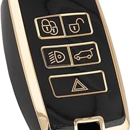 SHOPOFLUX TPU Car Key Cover Compatible for Range Rover : Sport, Evoque, Velar, Discovery, Defender 5 Button Smart Key - Black-picture-63