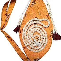 Krishna KUNJ-Neem Wood White Jaap Mala 108+1 Beads with Sakshi Mala & Cotton Gaumukhi/Shree Radha Name Japa Jholi/Beg with Extra Chain Pocket.-image-24