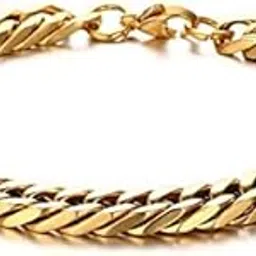 moneekar jewels Gold Like Style Heavy Metal Cuban Curb Link Chain Powerful Stainless Steel Bracelets for Mens-picture-30
