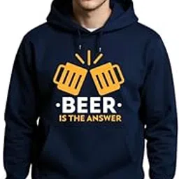 tee stores Beer The Answer Printed Unisex Cotton Hoodie with Long Sleeve Pullover Sweatshirt Winter Wear for Men Navy-picture-44