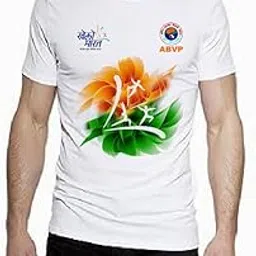 KHELO Bharat ABVP T-Shirts/Unisex-Men's/Womens-KHELO Bharat Print T-Shirts| Round Neck t-Shirts with Dryfit Fabric White-image-94