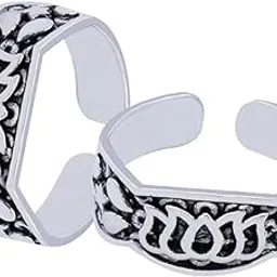 nm creation Toe Rings for Women Traditional Silver Oxidized Toe Rings for Women Bichiya for women-picture-17