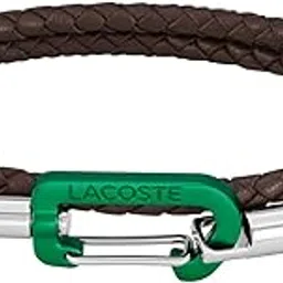 lacoste Matt Family Stainless Steel & Brown Leather & Green Aluminum Men's Bracelet - 2040314 image 1