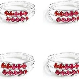 smarnn Toe ring bichiya Red Silver Plated for Women (Pack of 4)-picture-29