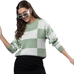 wear lusso Women’s Round Neck Colour Block Sweater | 100% Wool Winter Wear Pullover-picture-29
