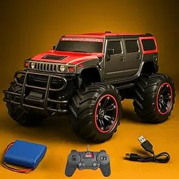 ToysBuddy Remote Control Hummer Car Toy for Kids | RC SUV with Lights & Off-Road Look | Rechargeable Racing Car for Boys | 1:16 Scale High-Speed Vehicle | Toy Gift for 5+ Years - Red-picture-10