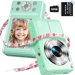 Digital Camera with 32G Micro SD Card, 1080P Children's Camera, 44MP HD Photo Camera, Compact Camera with 2.4 Inch LCD Screen, 16X Digital Zoom and 1 Battery for Children, Students, Beginners, Green-image-88