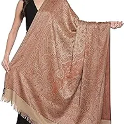pashtush Women's Jamawar Shawl, Soft and Warm Earthy Beige-picture-14