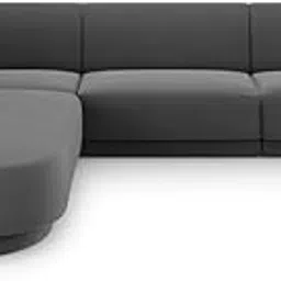 EPIC EVERGREEN ART - Modern Modular Sectional Sofa, Velvet Fabric Upholstery, Chesterfield Style, 4-Seater Sofa for Living Room and Bedroom, Guestroom, Hallways. (Grey, LHS) image 1