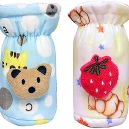 The Cheeky Kidzz Baby Stretchable Soft Velvet Plush Attractive Overall Animal Prints Baby Feeding Cover with Holding Strap Suitable for 40ml 50ml 60ml Feeding Broad and Narrow Neck Feeding Bottles(Pack of 2)(YELLOW,BLUE)-picture-15