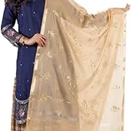 a r silk DUPATTA HUB Women's Chanderi Silk All Over Golden Zari Embroidered Fancy and Bridal Dupatta(ARS01223)-picture-23