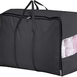 Double R Bags Water Resistant Thick Over Size Storage Bag, Folding Organizer Bag, Under Bed Storage, College Carrying Bag for Bedding Comforters, Blanket, Clothes (Black) (Pack of 2)-image-38