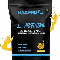 Nakpro L-Arginine Supplement Powder | 2g L-Arginine, 1.8kcal Energy | Nitric Oxide Supplement | Pre Workout Amino Acid, Fuels Muscle Growth (100g, Fruit Punch)-image-73