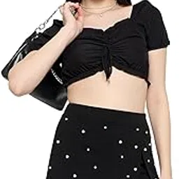 Martini Women Skort | Mini | Wrap | Pearl Embellished | Stretchable | Stylish Clubwear (Black, Size : 28"-36", S- 2XL)-image-68