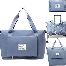 Waterproof Travel Bags 41 Liter Expandable for Women,Duffle Bags for Women Luggage,Foldable Vanity Traveling Companion Hand Bag for Ladies Personal Items Large Weekend (Blue)-image-69