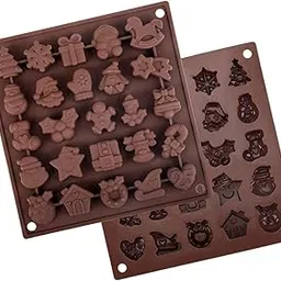 Skytail Christmas Silicone Molds 25 Holes Candy Chocolate Cake Baking Mold Set Xmas Tree Santa Clause Snowflake Snowman Shaped Mold for Gingerbread Candy Biscuits Cakes Ice Cube DIY Making-image-1
