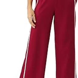 femea Side Cotton Blend Striped Flared Track Pants-picture-41