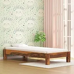 Unique Woodcraft Sheesham Wood Single Size Bed Without Storage Wooden Palang Bed for Bedroom Living Room (Teak Finish)-picture-16