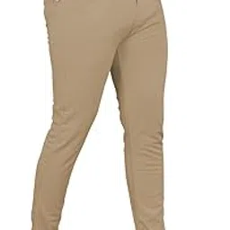 Men's Stylish Slim Fit Lycra Blend Trousers for Men | Stretchable and Comfortable Office, Formal, and Casual Wear | Solid Work Formal Pants for Men [Khaki]-image-13