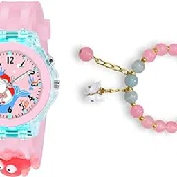 Acnos 2 Pieces Kids Premium Rubber Watch Gift Set for Kids Watch Bracelet Gift for Daughter Gift for Birthday Luxury Gifting for Her Water Resistant-image-70