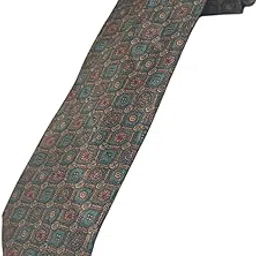 Denmarc polysilk,Men's Classic Patterned Silk Necktie, Teal and Coral Medallion Print, Traditional Business Formal Wear for elite dressings, gifting-picture-22