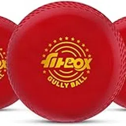 FitBox Sports Gully Ball Pack of 3 Cricket Balls | Synthetic Ball for Indoor & Outdoor - Red-image-45