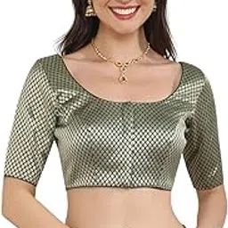 happy owl Stylish Silk Blouse for Women – Golden Readymade Saree Blouse with Comfortable Fit-picture-41