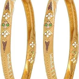 cute gold One Gram Gold Plated Traditional American Diamond Stone Bangles for Women and Girls (4020)-picture-24